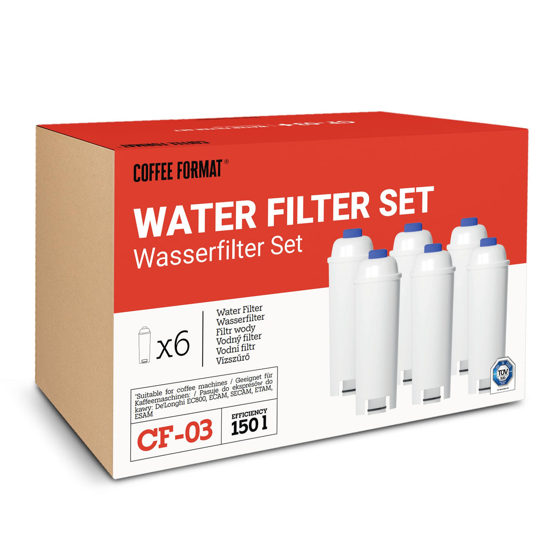 SET 6 Stück Wasserfilter kompatibel mit Kaffeautomat DeLonghi, Ersatz für DeLonghi DLSC002, Kaffee F