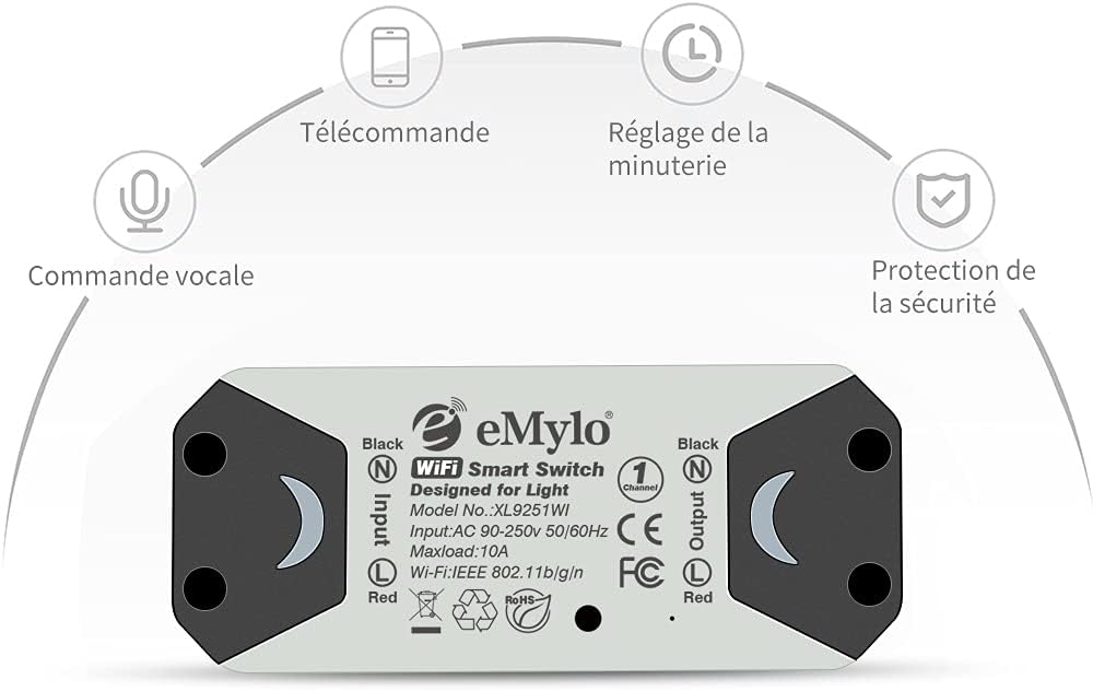 eMylo WLAN Schalter Universal Smart WiFi Lichtschalter Relaismodul Schalter Fernbedienung Timer Spra