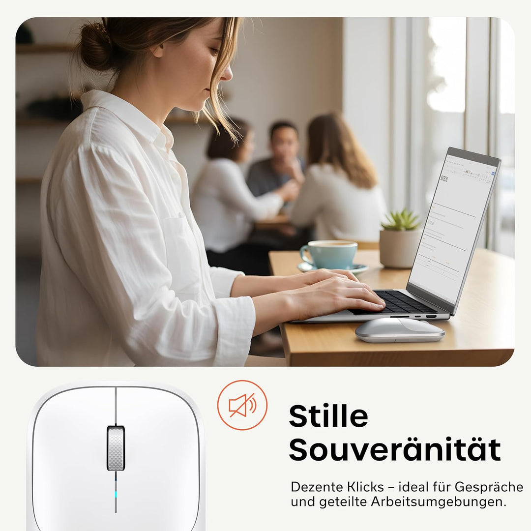SATECHI Slim EX Kabellose Computermaus, Multi Device Bluetooth & 2,4-GHz für macOS, Windows, iPadOS