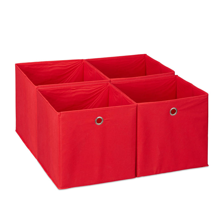 Relaxdays Aufbewahrungsbox 4er Set, Faltbare Regalboxen, HxBxT: 30 x 30 x 30 cm, Grifflöcher, Faltbo