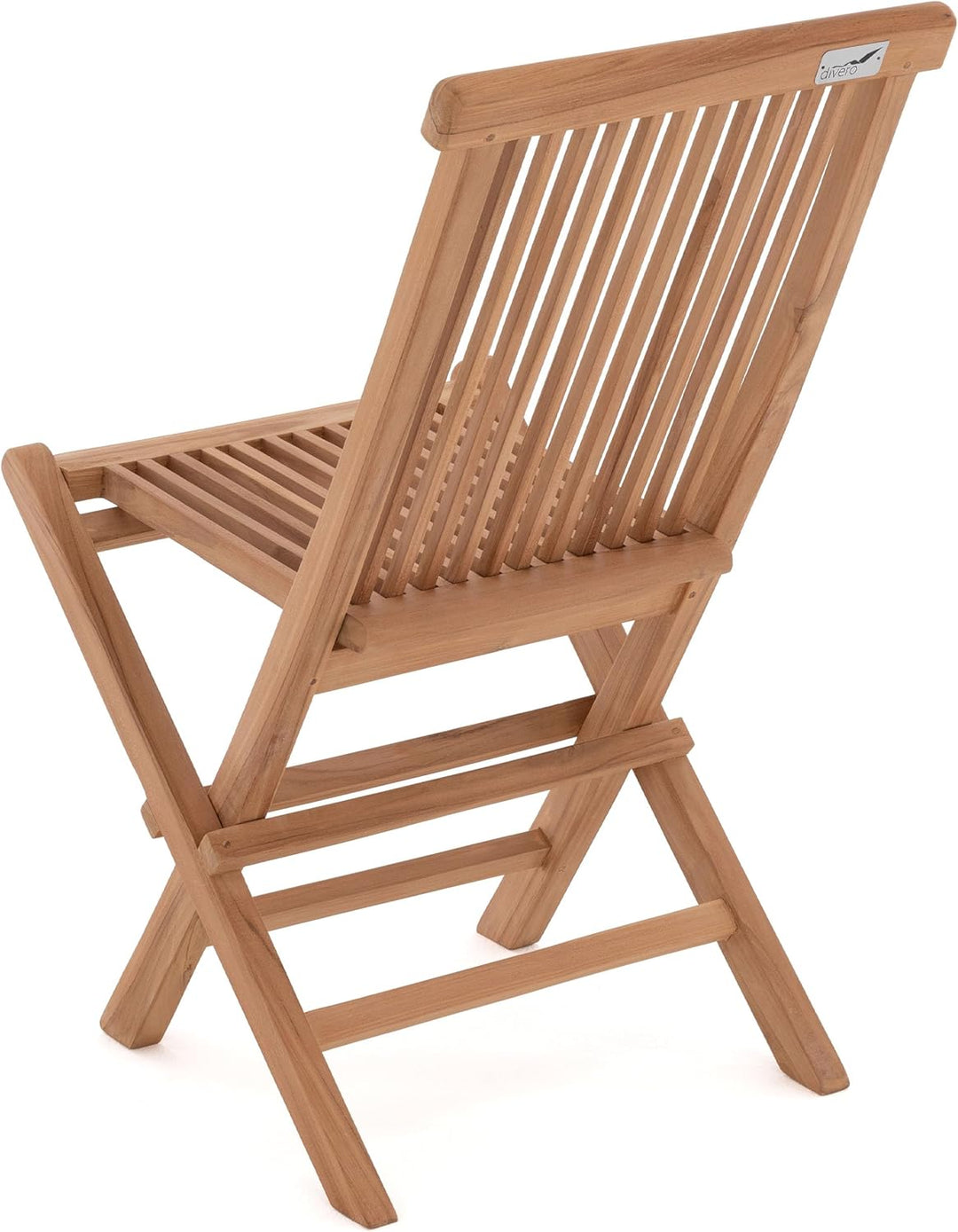 Divero 4er Set Gartenstuhl Balkonstuhl Hochlehner Teakholz Stuhl für Terrasse Camping kompakt klappb