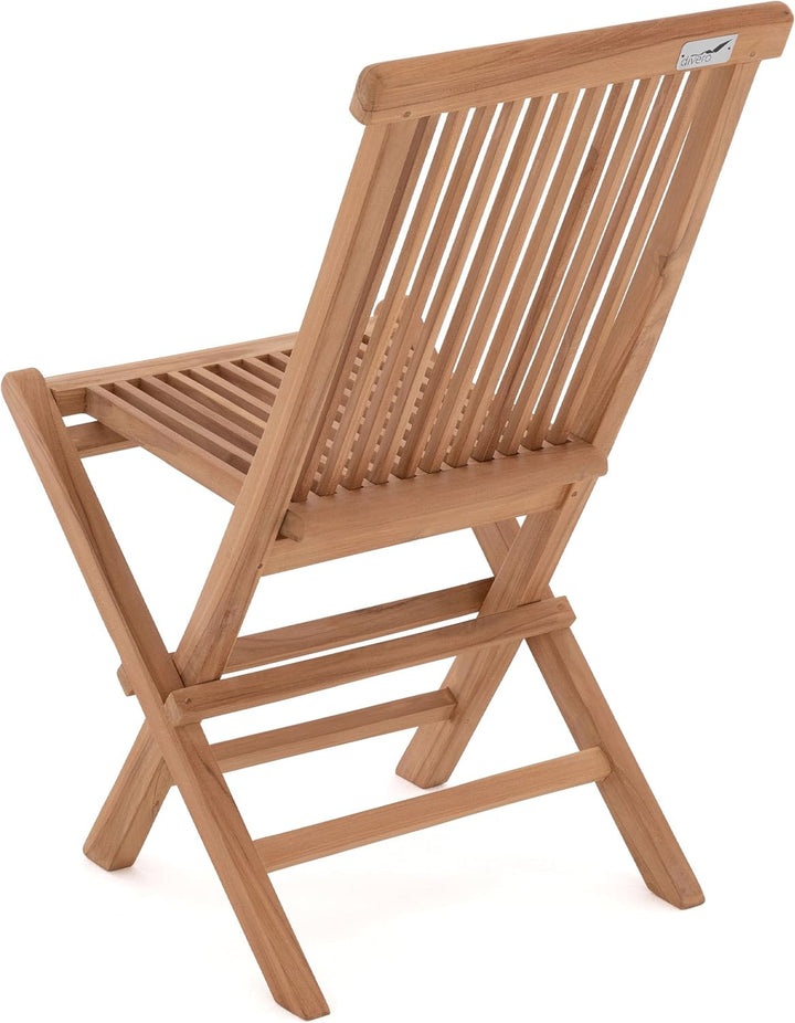 Divero 4er Set Gartenstuhl Balkonstuhl Hochlehner Teakholz Stuhl für Terrasse Camping kompakt klappb