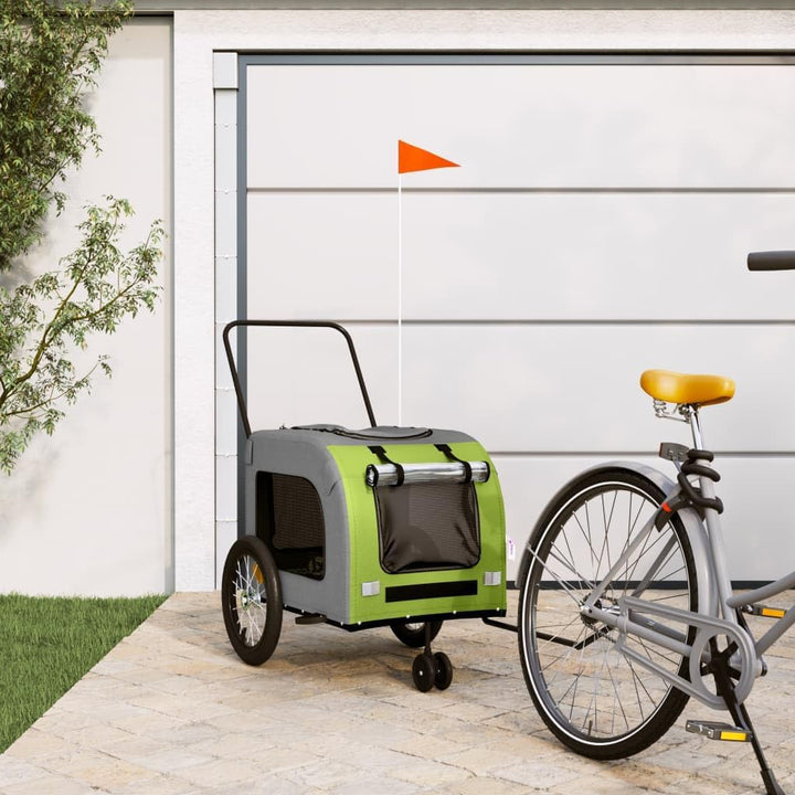 vidaXL Fahrradanhänger Hunde Gelb und Grau Oxford-Gewebe und Eisen Grün 63 x 121 x 65 cm, Grün 63 x