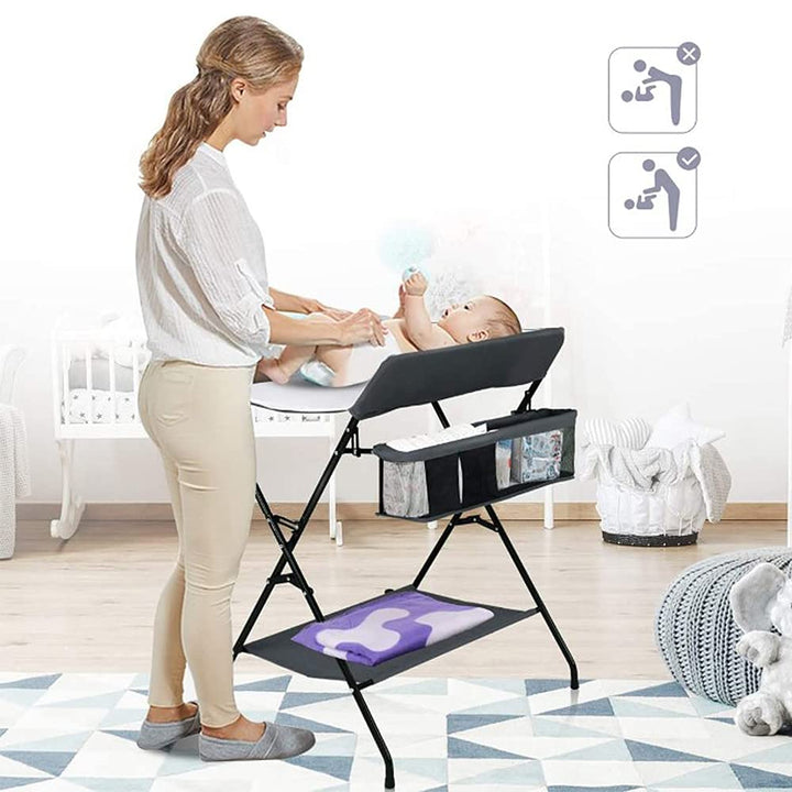 Wickeltisch Klappbar, Mobiler Wickeltisch, mit Ablagfläche, Wickelkommode für Babys Kleinkinder, pla
