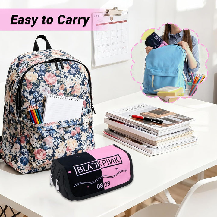 Rosa Blackpink Federmäppchen, Must-Have-Federmäppchen für Idol-Mädchen, Doppellagig, Grosse Kapazitä