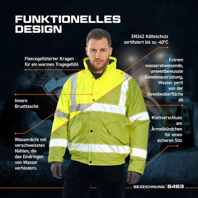 Portwest Bomberjacke mit Reflexstreifen Leuchtend gelb XXS, XXS