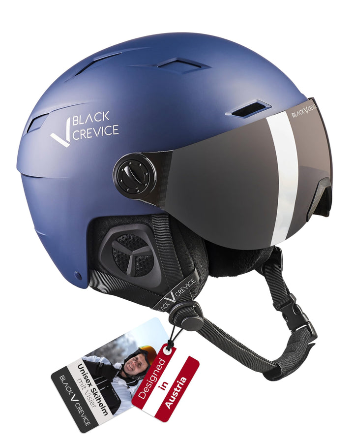 Black Crevice Skihelm mit Visier Kirchberg I Atmungsaktiver Skihelm Herren & Damen mit Lüftungsöffnu