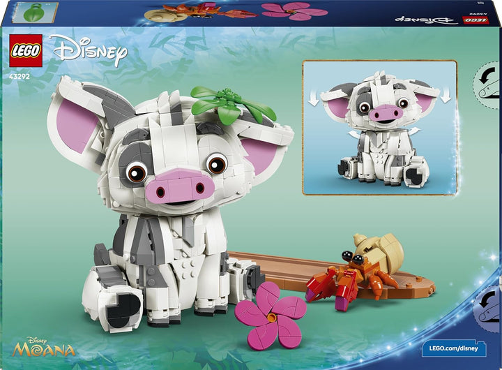 LEGO | Disney Vaiana Pua - Spielzeug Schwein mit Blume, Krabbe und Flossständer als Zimmerdeko - Geb