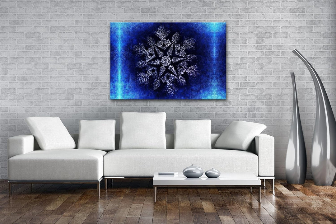 deyoli Abstrakte Schneeflocke Format: 80x60 als Leinwandbild, Motiv fertig gerahmt auf Echtholzrahme
