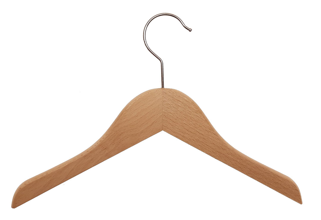Kleiderbügel aus Holz, Kleiderbügel aus Buchenholz, Natur lackiert (Wasserlack), vernickelter drehba