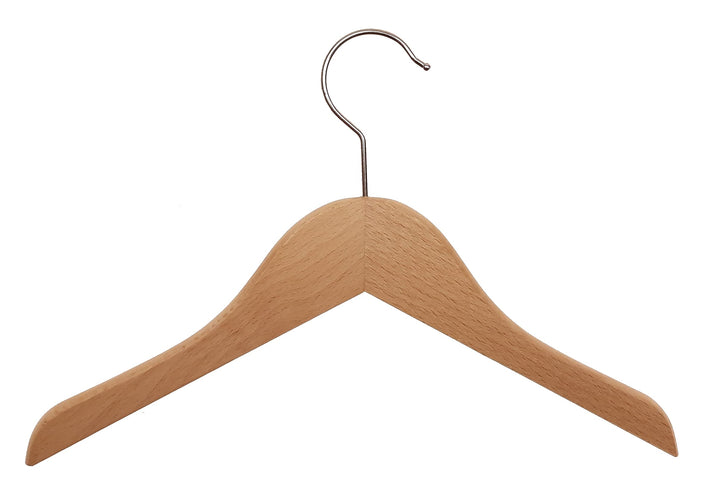 Kleiderbügel aus Holz, Kleiderbügel aus Buchenholz, Natur lackiert (Wasserlack), vernickelter drehba