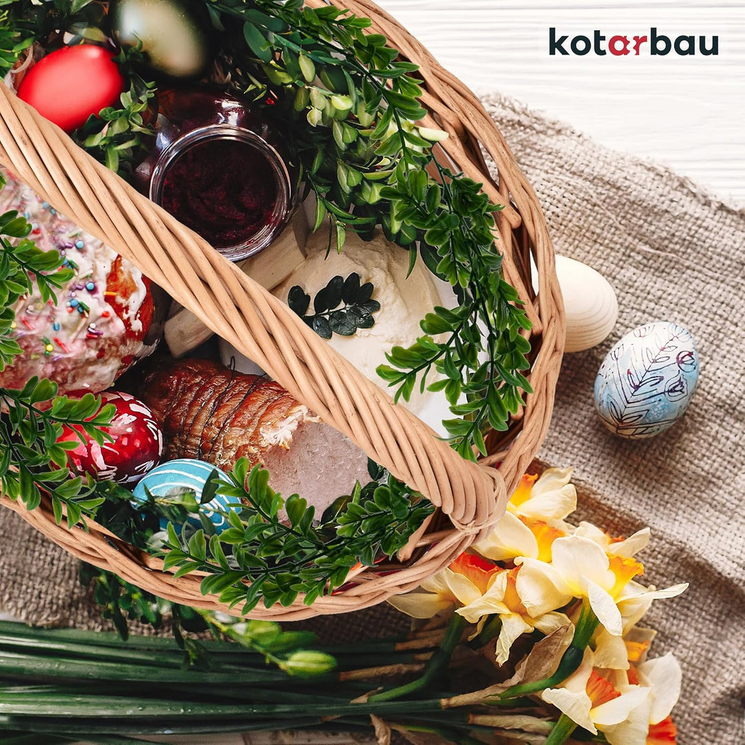 KOTARBAU® Weidenkorb Einkaufskorb geflochten 420 x 280 mm Korb aus Weide Braun gross Einkaufskorb ge