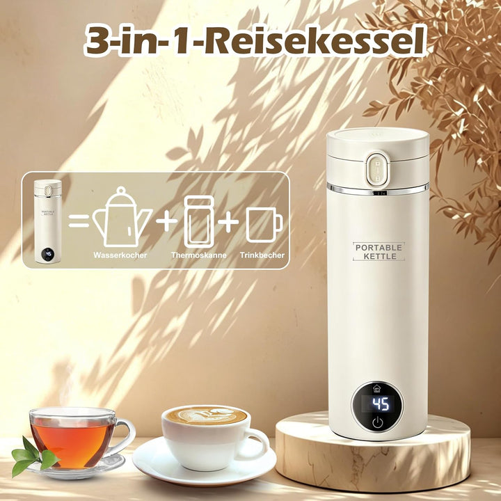 Reise Elektrisch Wasserkocher mit Temperatureinstellung, 500ML Flaschenwärmer Baby Unterwegs Mini Wa