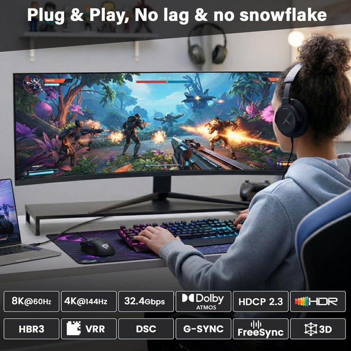 8K USB C auf DisplayPort 1.4 kabel 3 m,32,4Gbps 8K@60Hz/4K@144Hz,unidirektionales Typ C Thunderbolt