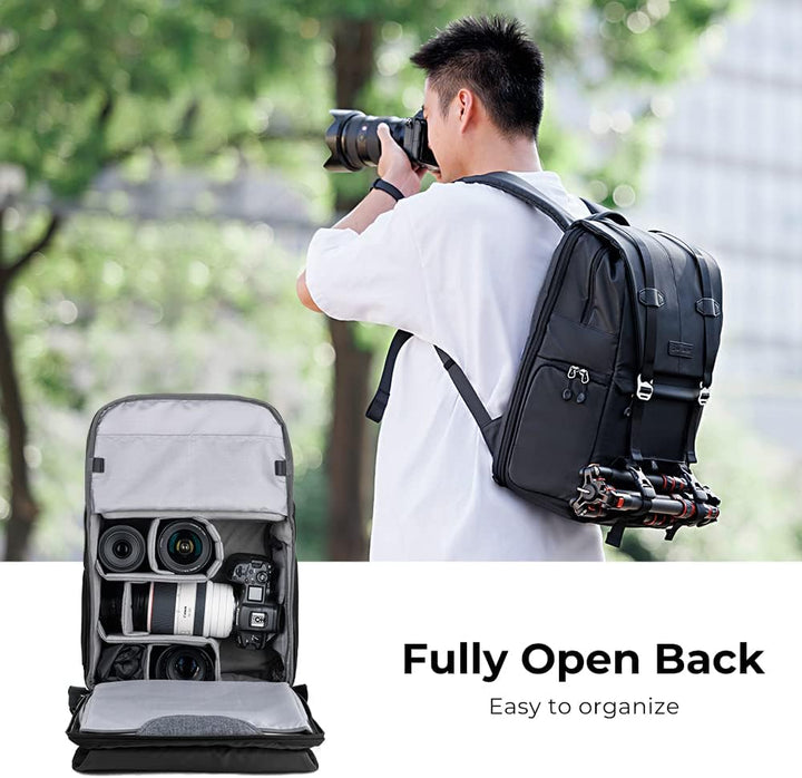 K&F CONCEPT Kamerarucksäcke 20L, Grosse Camera Backpack 15,6 Zoll Laptopfach, Spritzwassergeschutzt