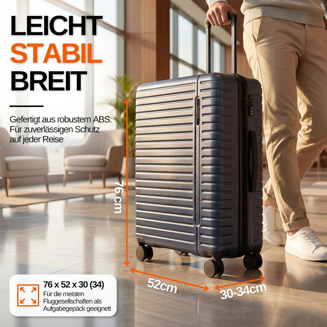 Cocoono Hartschalenkoffer XL Gross - 100L Volumen erweiterbar auf 117L - 158cm Gurtmass - 8 Rollen 3