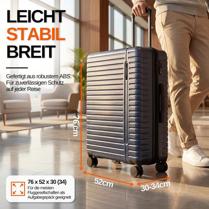 Cocoono Hartschalenkoffer XL Gross - 100L Volumen erweiterbar auf 117L - 158cm Gurtmass - 8 Rollen 3