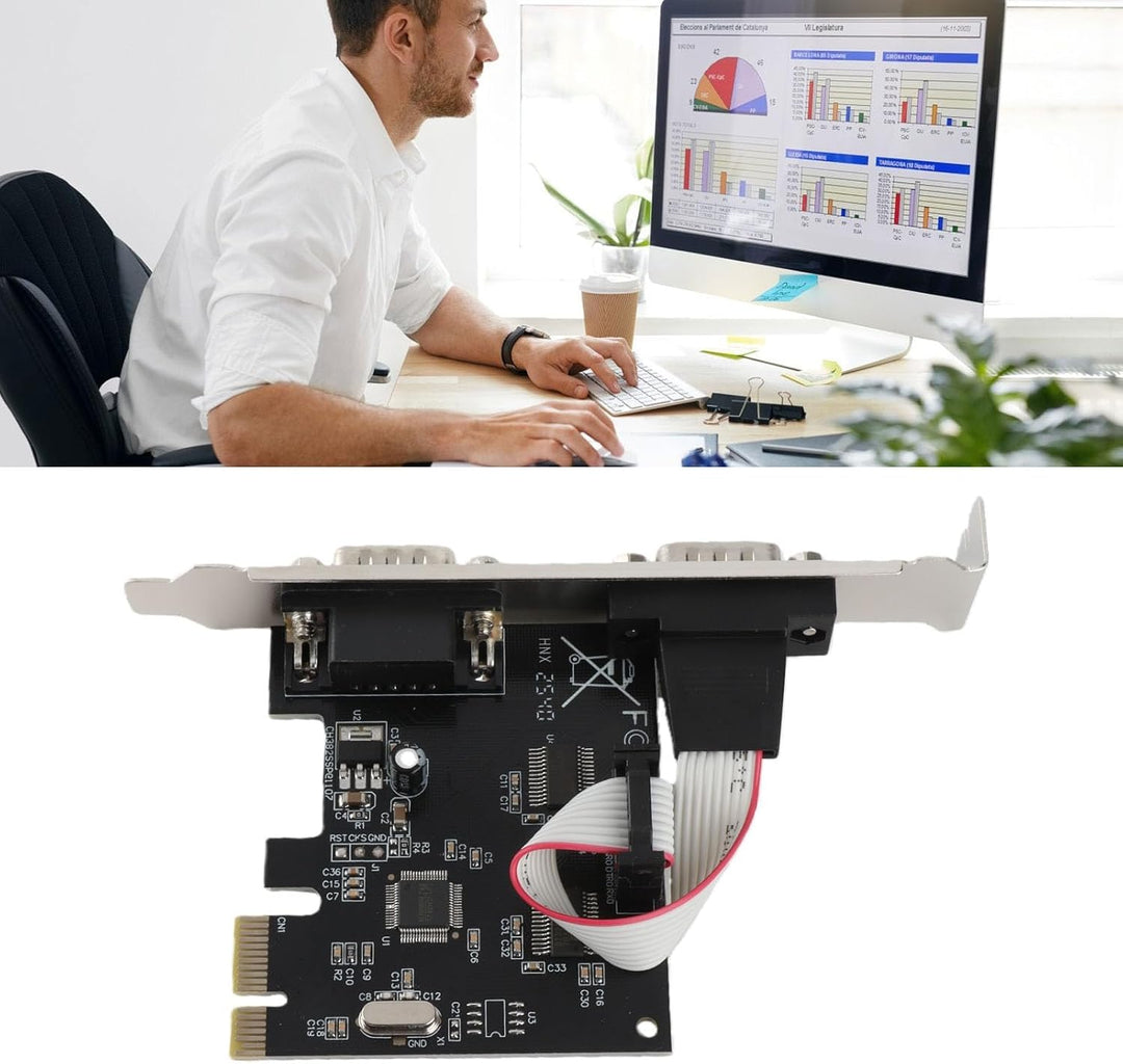 2 Port PCI Express RS 232 DB9 Serielle Portkarte, PCIE Serielle Erweiterungskarte mit ASIX AX99100 C