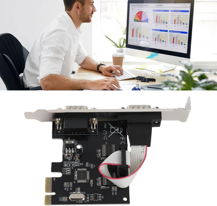 2 Port PCI Express RS 232 DB9 Serielle Portkarte, PCIE Serielle Erweiterungskarte mit ASIX AX99100 C