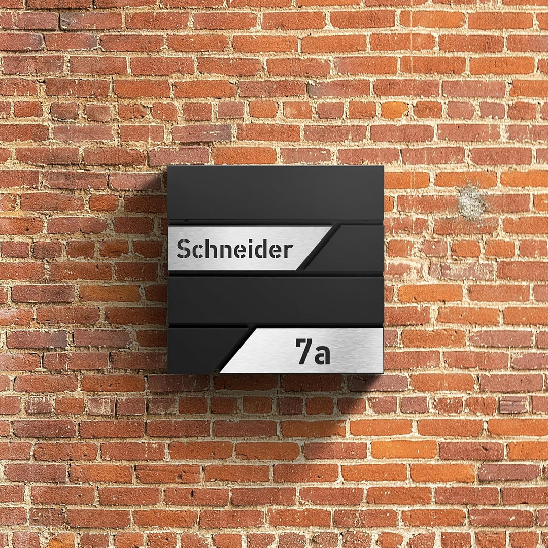 Briefkasten mit Zeitungsfach in Anthrazit, Edelstahlbriefkasten, Wandbriefkasten Briefkasten mit Sch