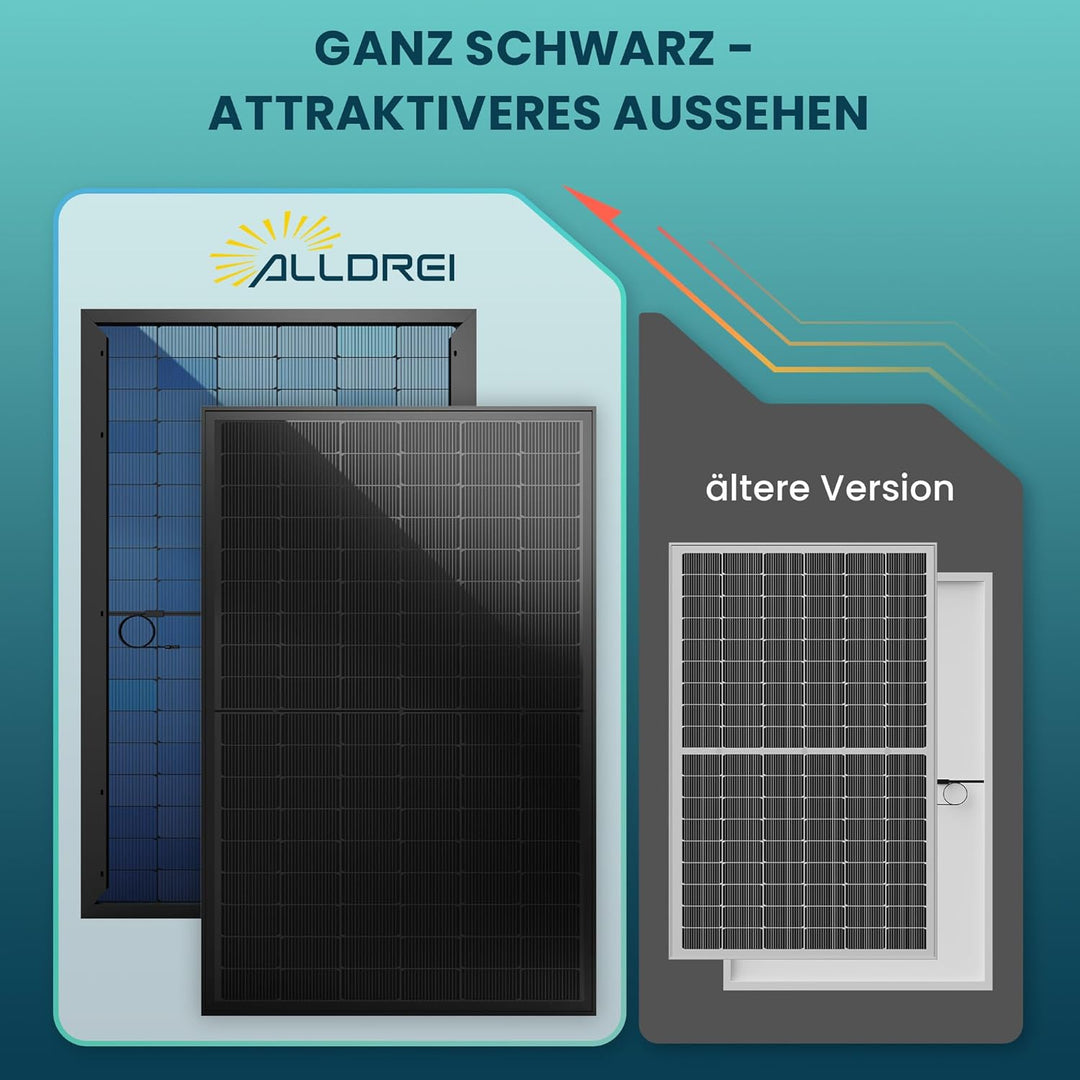 ALLDREI® Solarpanel 440wx4 Bifazial Glas, Solarmodul 1760w für Balkonkraftwerk, PV Panel für Photovo