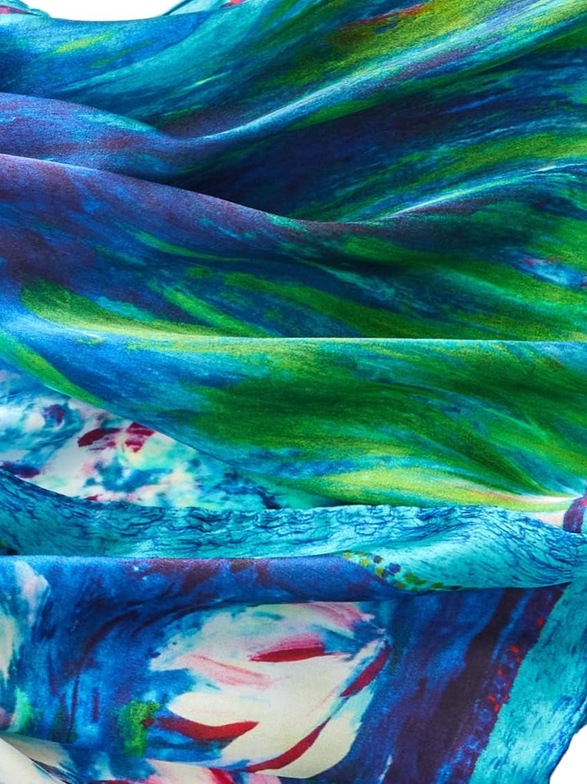 Prettystern Damen 100% Seidenschal van Gogh Silk Scarf Kunstdrucke 160 cm X 43 cm P551 Monet Seerose