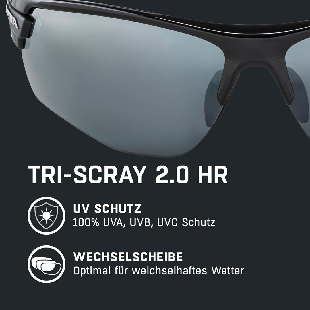ALPINA TRI-SCRAY 2.0 HR - Indiv. Anpassbare, Bruchsichere Wechselscheiben Sport- & Fahrradbrille Mit