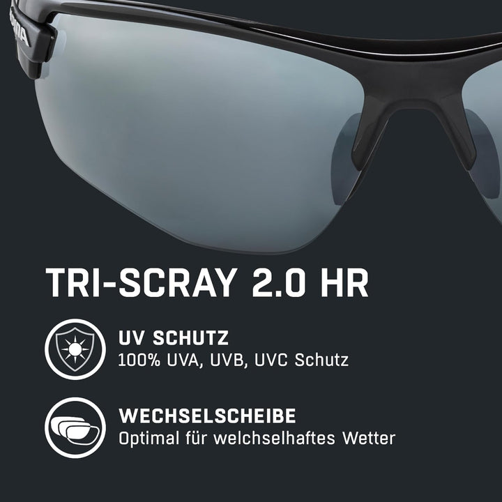 ALPINA TRI-SCRAY 2.0 HR - Indiv. Anpassbare, Bruchsichere Wechselscheiben Sport- & Fahrradbrille Mit
