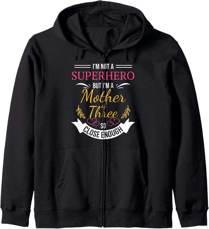 Mother of Three | Funny Superhero Gift Mom with Kids Kapuzenjacke