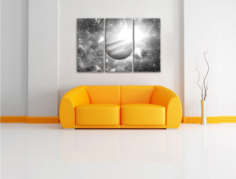 Pixxprint Planet Jupiter im Universum Kunst als Leinwandbild/Grösse: 3 Teilig (120x80 cm) cm/Wandbil