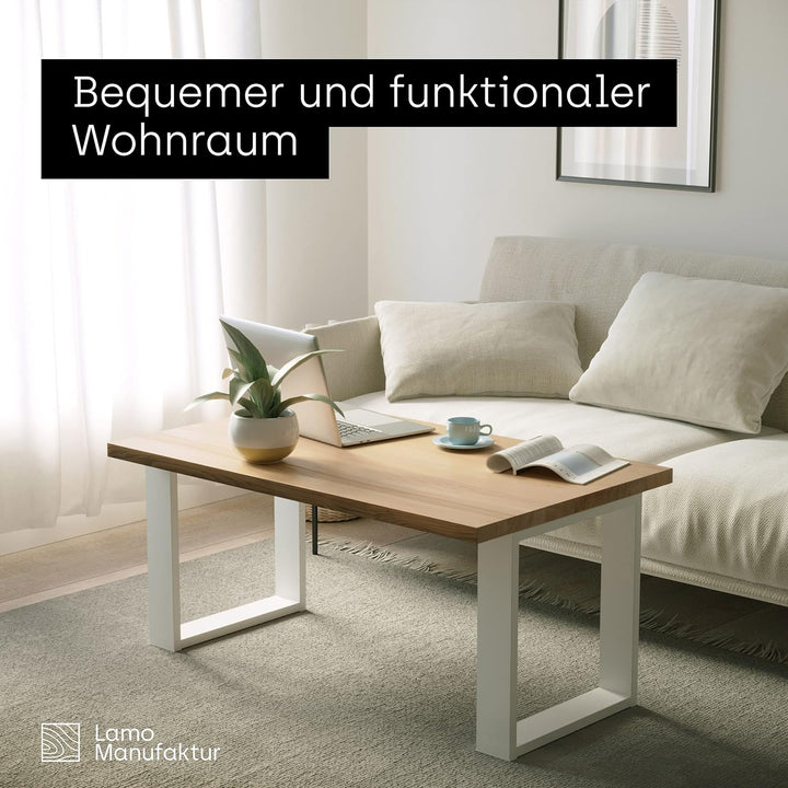 LAMO Manufaktur Tischbeine für Schreibtisch Esstisch, Simple Massive, Vierkantprofil 80x20 mm, Tisch