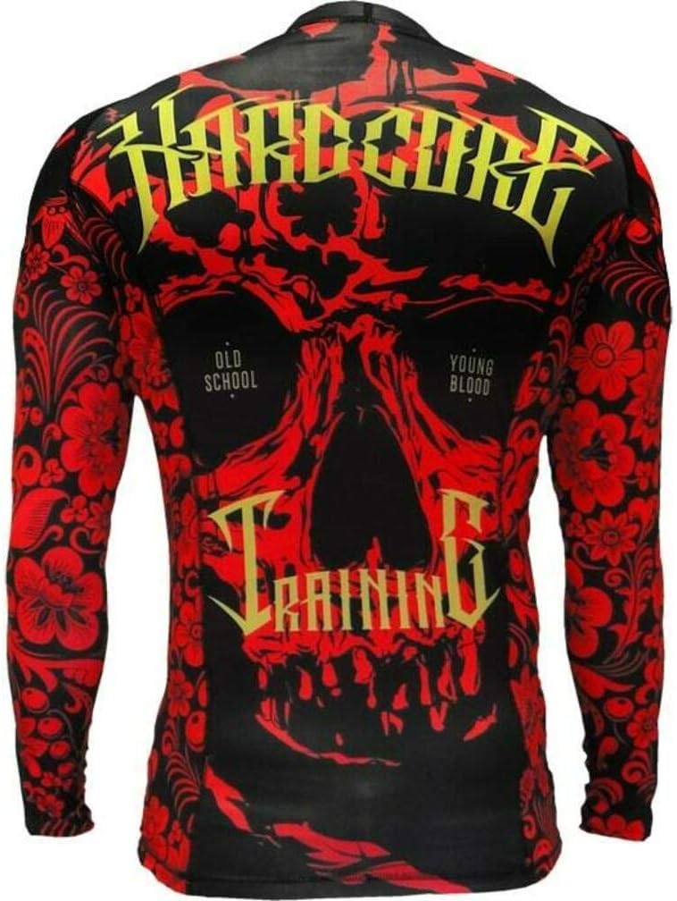 Hardcore Training Rash Guard Long Sleeve Skull Folk Men's Kompressionshemd Herren Lange Ärmel Grappl