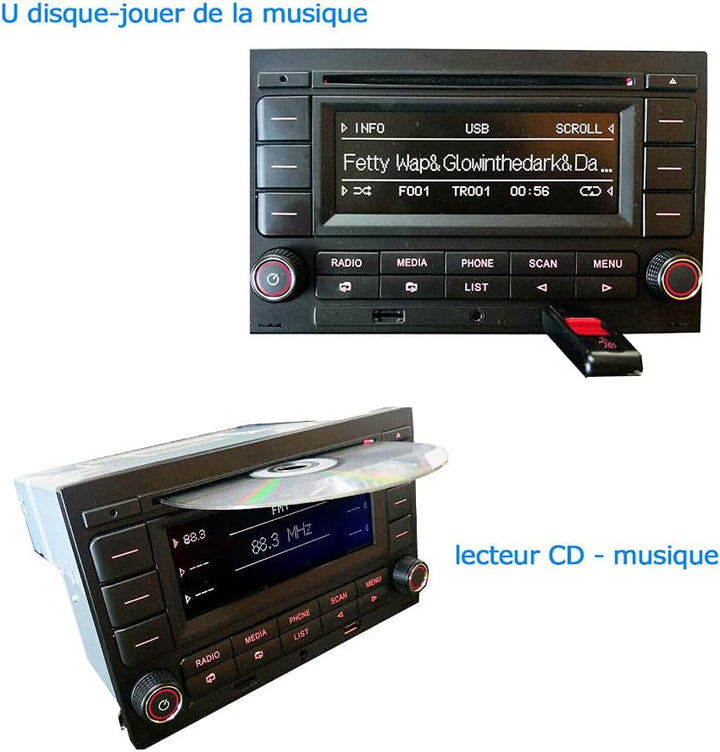 SCUMAXCON Autoradio Audio Stereo RCN210 für VW Golf MK4 Polo Passat B5 USB MP3 AUX SD Integriertes B