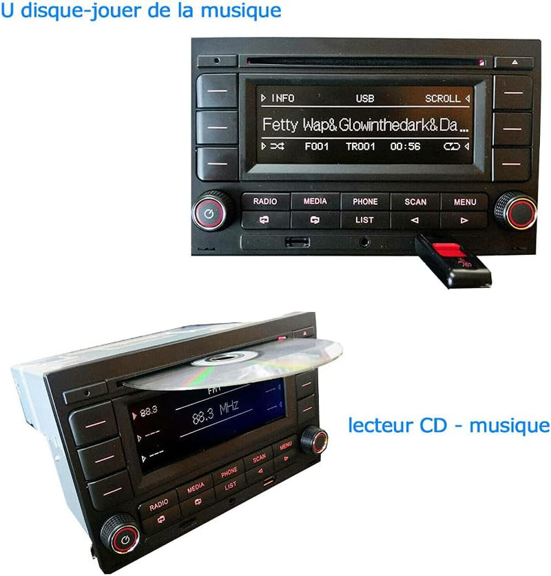 SCUMAXCON Autoradio Audio Stereo RCN210 für VW Golf MK4 Polo Passat B5 USB MP3 AUX SD Integriertes B