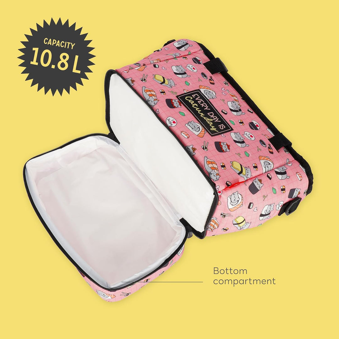 Legami - Lunchbag Sushi Cat, Isolierte Tasche für das Mittagessen, Geräumige Lunchbox 10,8 Liter, Ve