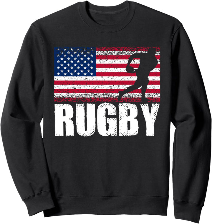 Rugby Sport, Retro amerikanische Flagge, USA Amerika Sweatshirt