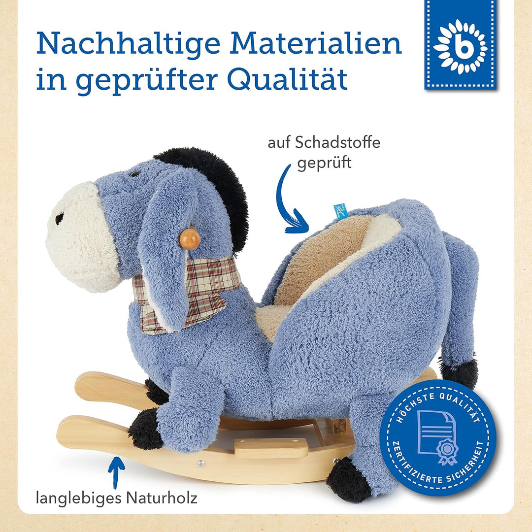Bieco Plüsch Schaukeltier Esel | Kinder Schaukelstuhl mit Sicherheitsgurt | | Schaukel Kleinkind | Z