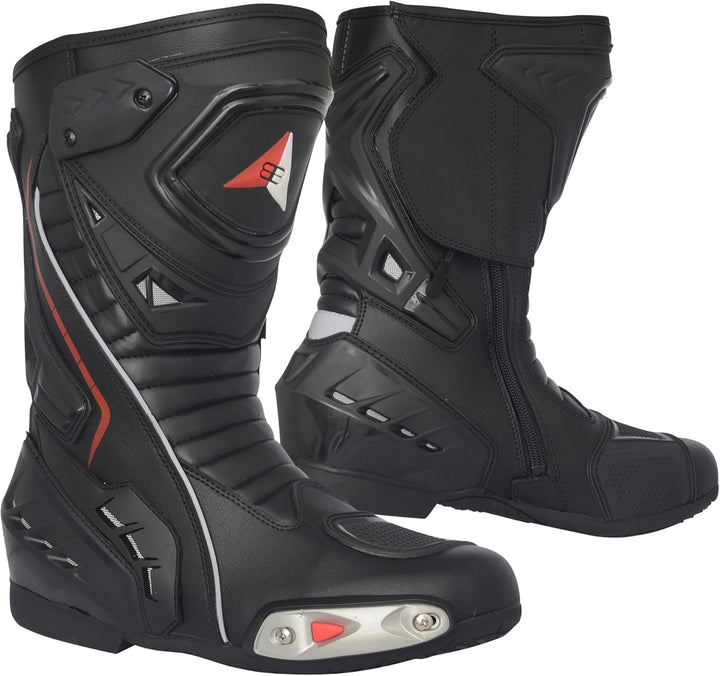 Bohmberg Pretorian Herren Motorradstiefel, ergonomisch, Motorradschuhe aus stabilem Leder mit aufges