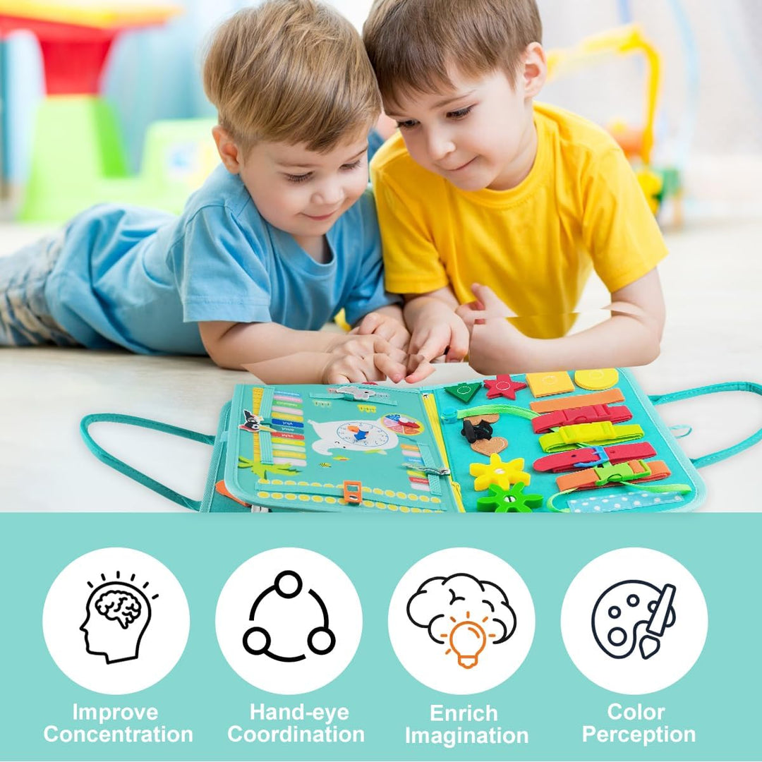 Montessori Busy Board Kleinkinder Motorikspielzeug,4 Schichten Activity Board ab 2 Jahre, Mädchen Ju