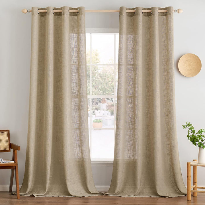 MIULEE Gardinen Vorhänge mit ösen Voile Vorhang Modern Leinenoptik Halbtransparent für Wohnzimmer Kü