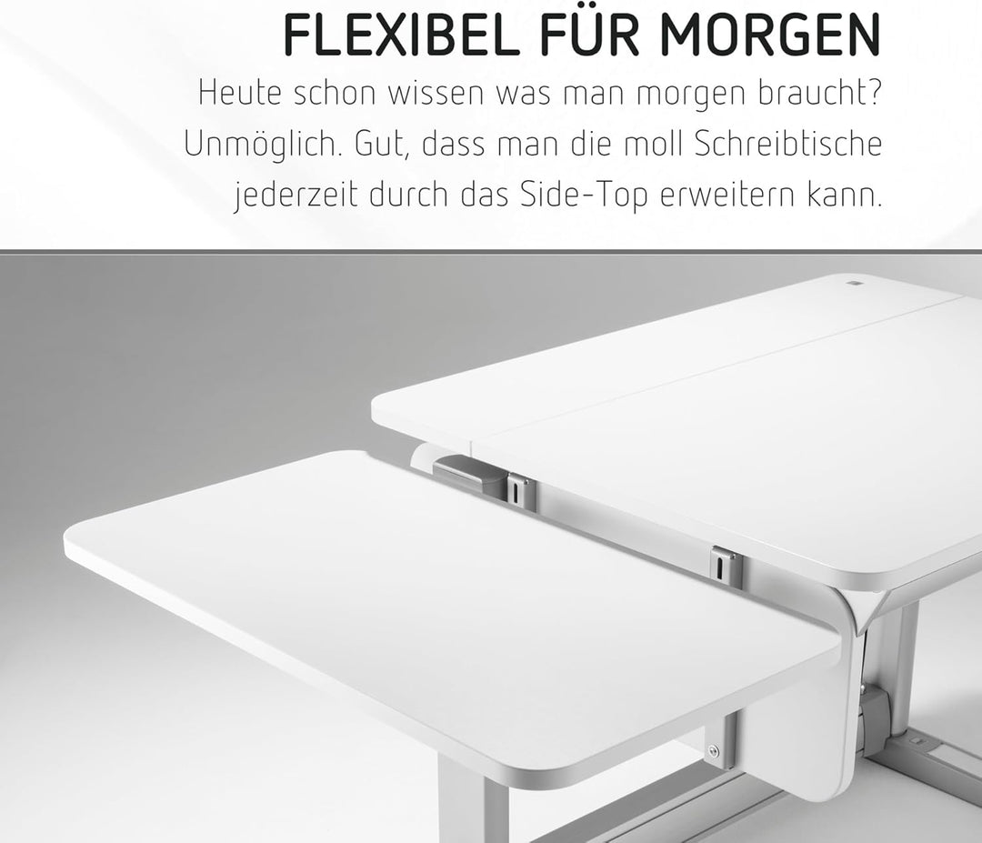 moll Champion Side Top, Tisch-Erweiterung in die Breite, seitliche Ablagemöglichkeit, Weiss, Holzwer