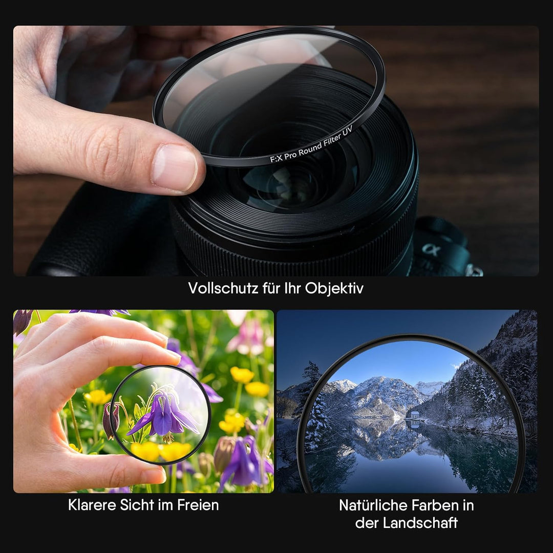 Rollei F:X Pro Rundfilter (82 mm, UV-Filter) Schraubfilter aus Gorilla®* Glas mit hoher Farbtreue un