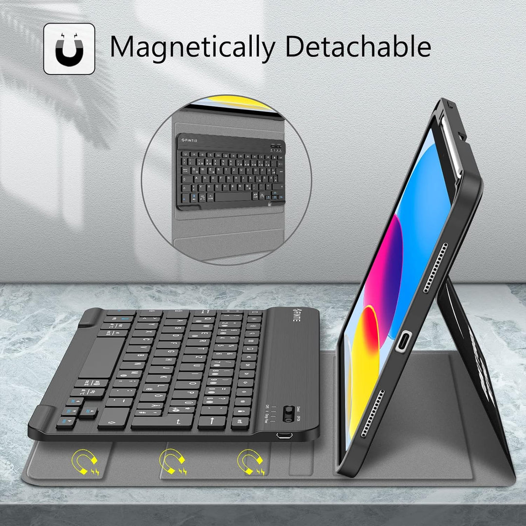 Fintie Tastatur Hülle für iPad 10. Generation 2022 (10.9 Zoll), Schutzhülle mit TPU Rückschale, Penc