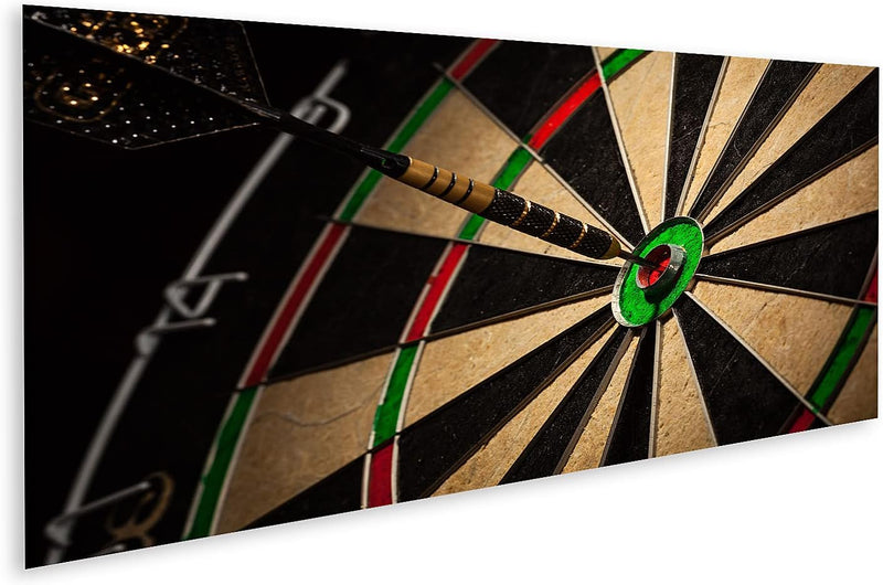 Bild auf Leinwand Dart In Bulls Eye Close Up Wandbild Poster Kunstdruck Bilder Format: 120x40cm - Pa