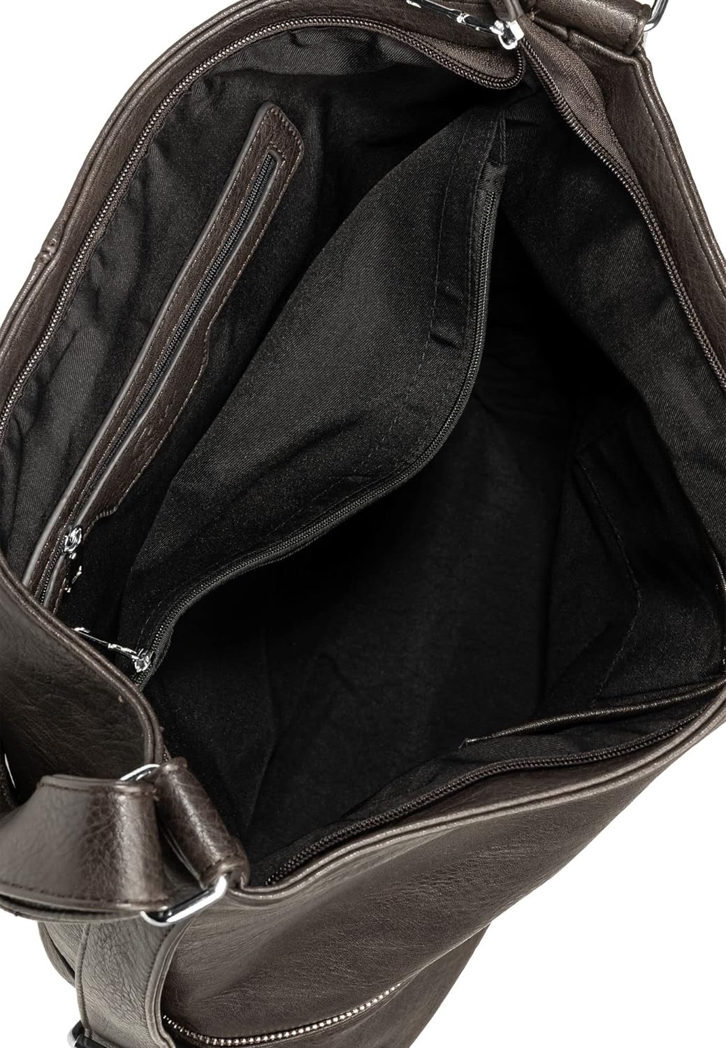 Caspar TS732 grosse Damen XL Umhängetasche Dunkelbraun, Dunkelbraun