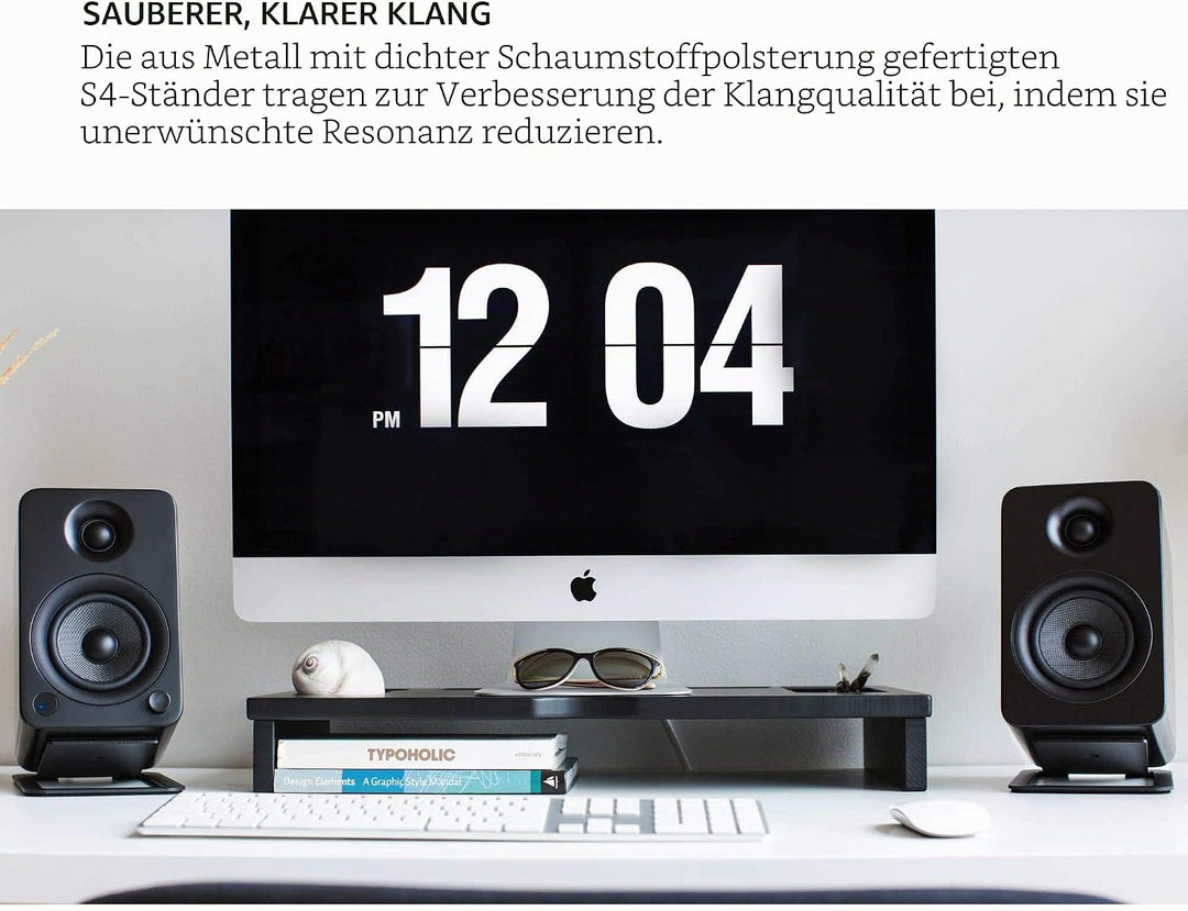 Kanto-S4 Desktop Lautsprecher-Ständer für mittlere Lautsprecher Black, Black
