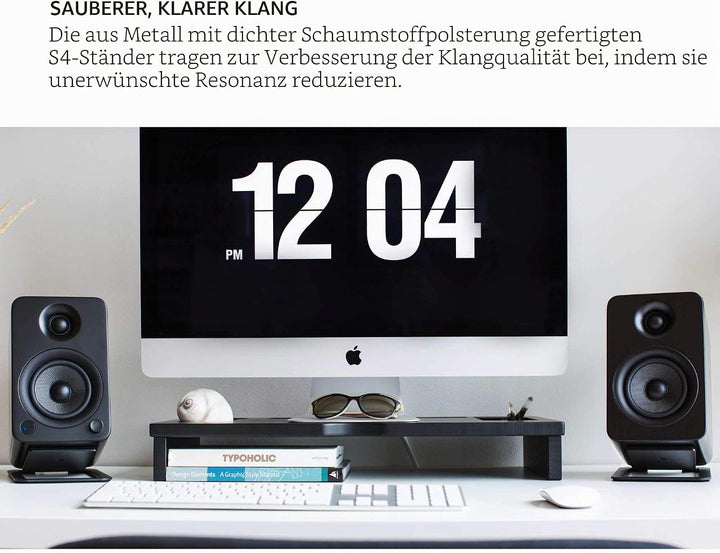 Kanto-S4 Desktop Lautsprecher-Ständer für mittlere Lautsprecher Black, Black