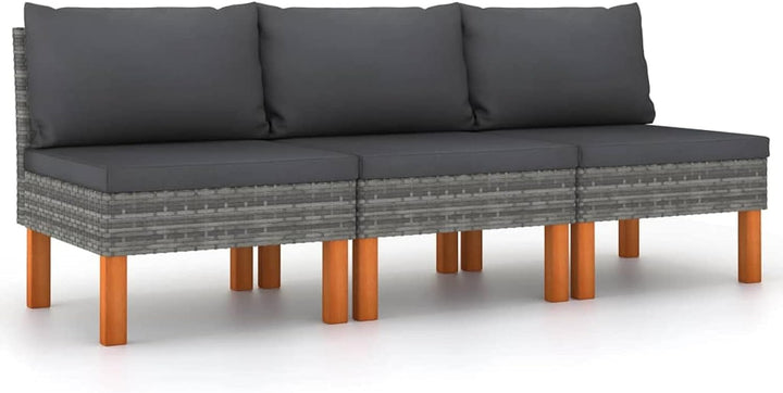 Festnight Balkonmöbel Sofa Balkon Rattan Gartensofa 3-Sitzer Balkonlounge für Keiner Balkon Outdoor