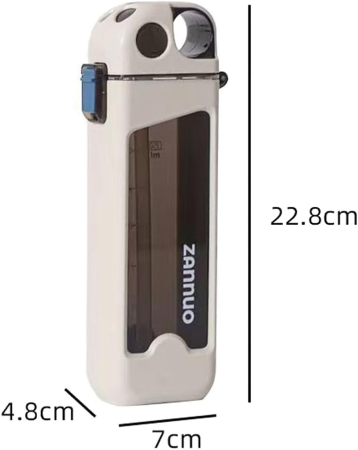 Rechteckige Wasserflasche mit tragbarem Strohhalm, auslaufsicher, ungiftig, BPA-frei, motivierender