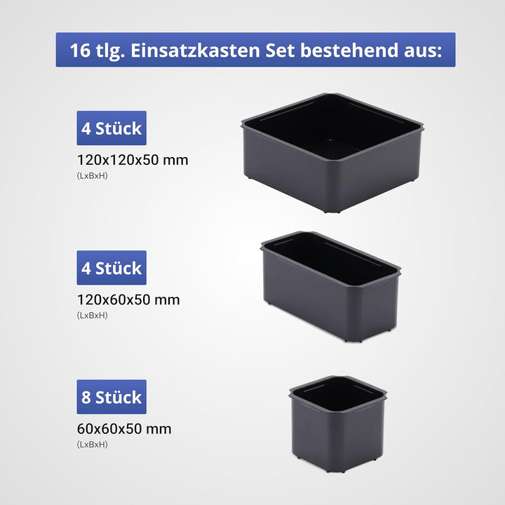 Schubladen Einsatzkasten Mix Set, verschiedene Grössen & Farben, Schubladeneinsätze, Kleinteilesorti